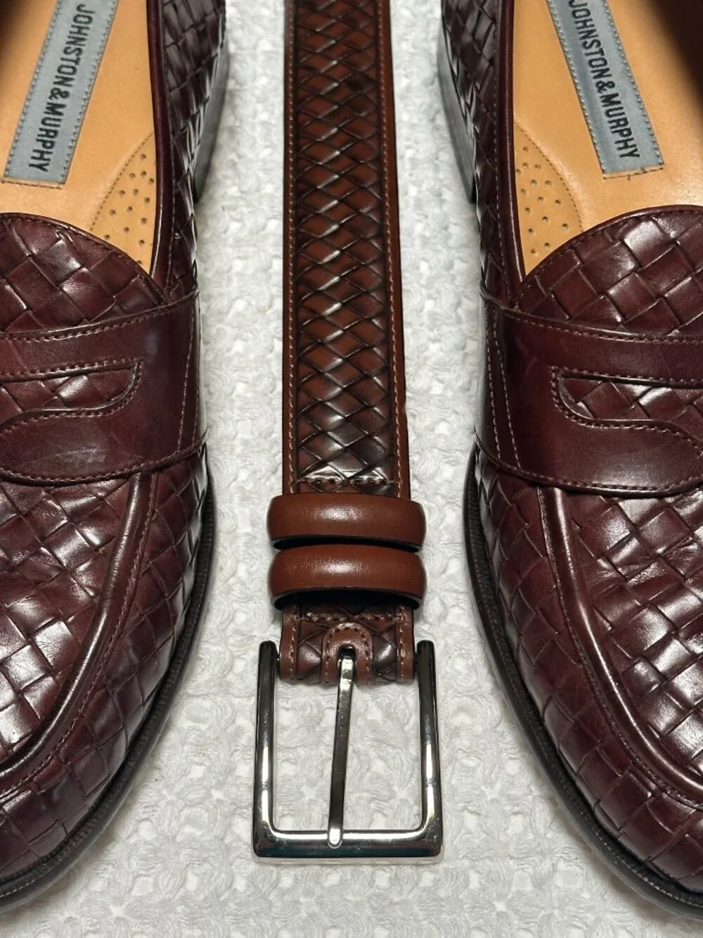 Johnston & Murphy Woven Leather Matching Shoes & Belt